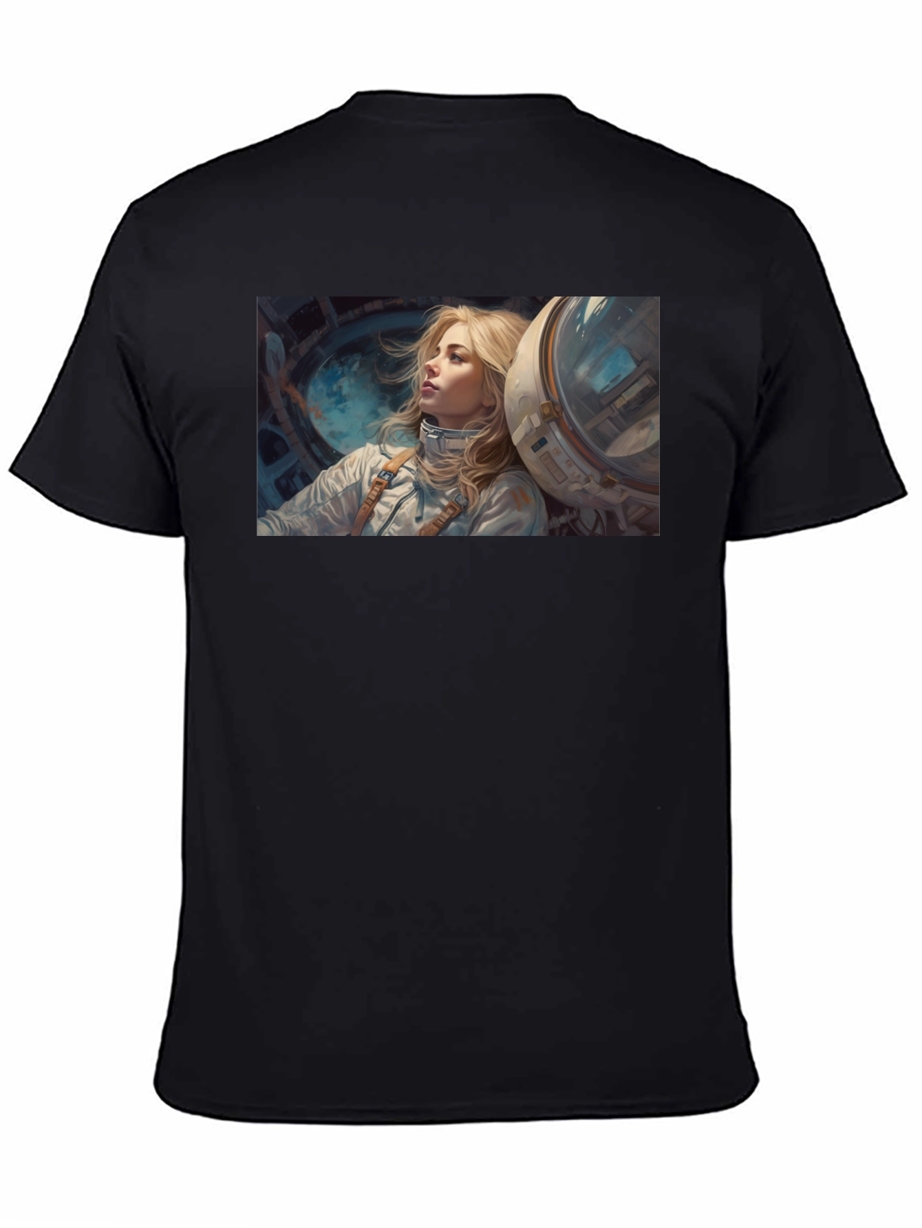 Astronaut Girl Graphic Tee - Unisex Black T-Shirt