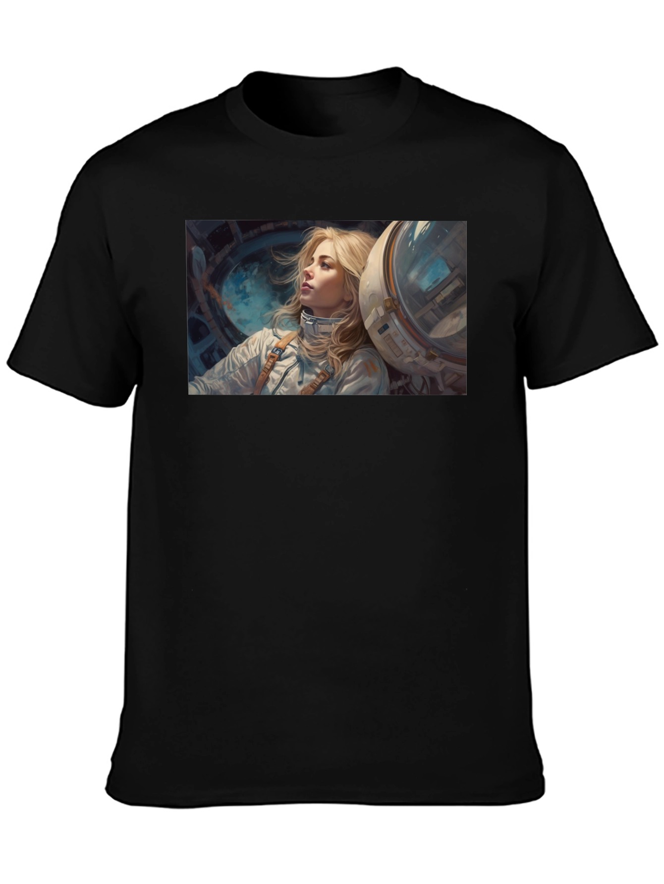 Astronaut Girl Graphic Tee - Unisex Black T-Shirt