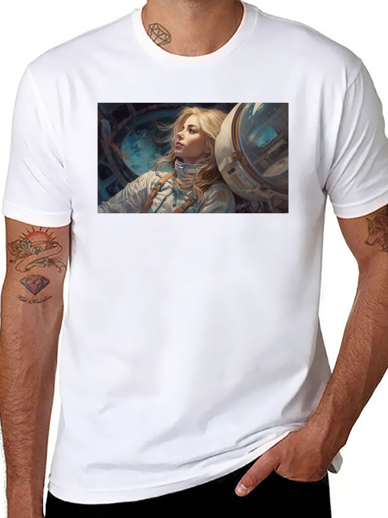 Astronaut Girl Graphic Tee - Unisex Black T-Shirt