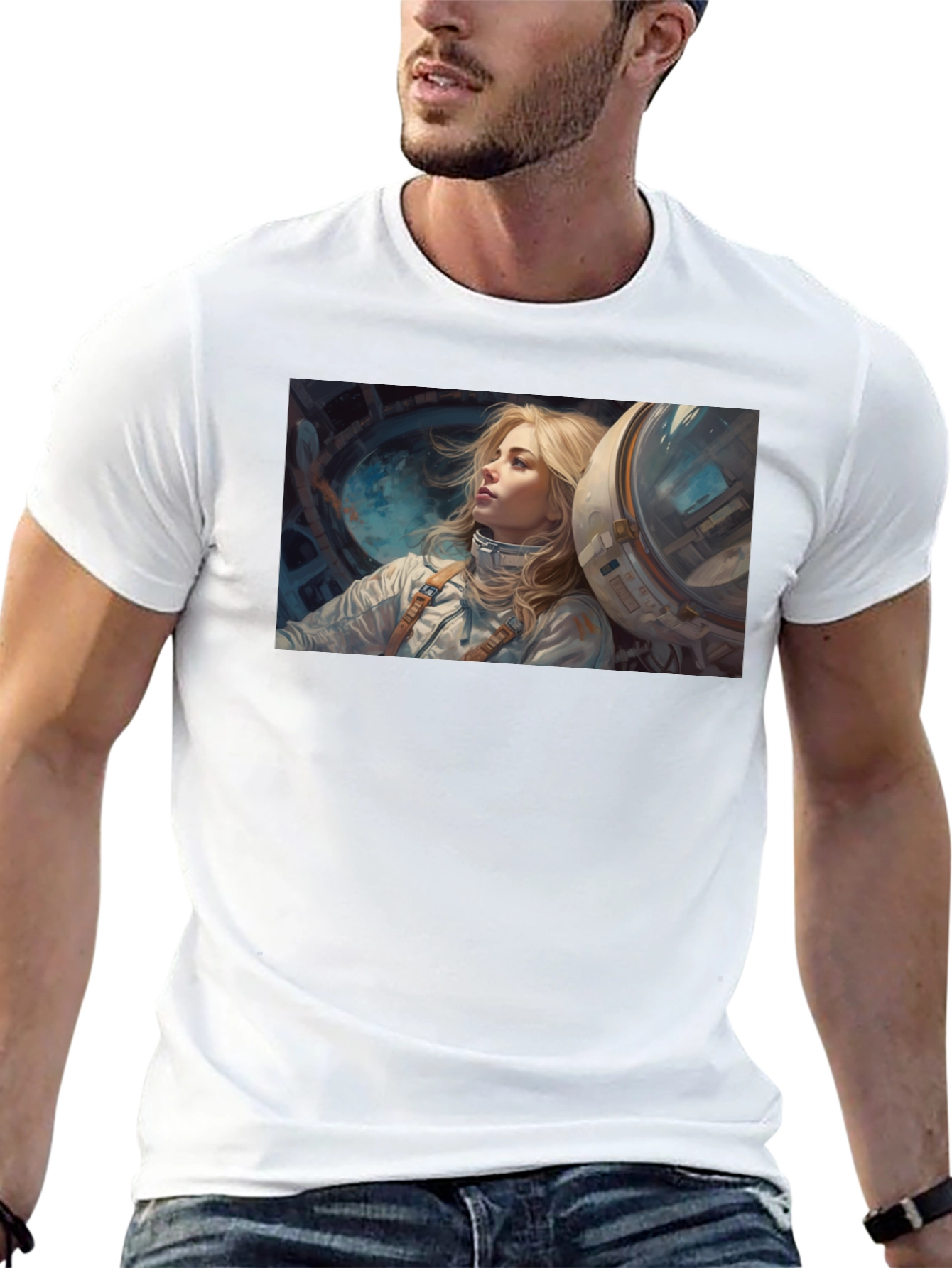 Astronaut Girl Graphic Tee - Unisex Black T-Shirt