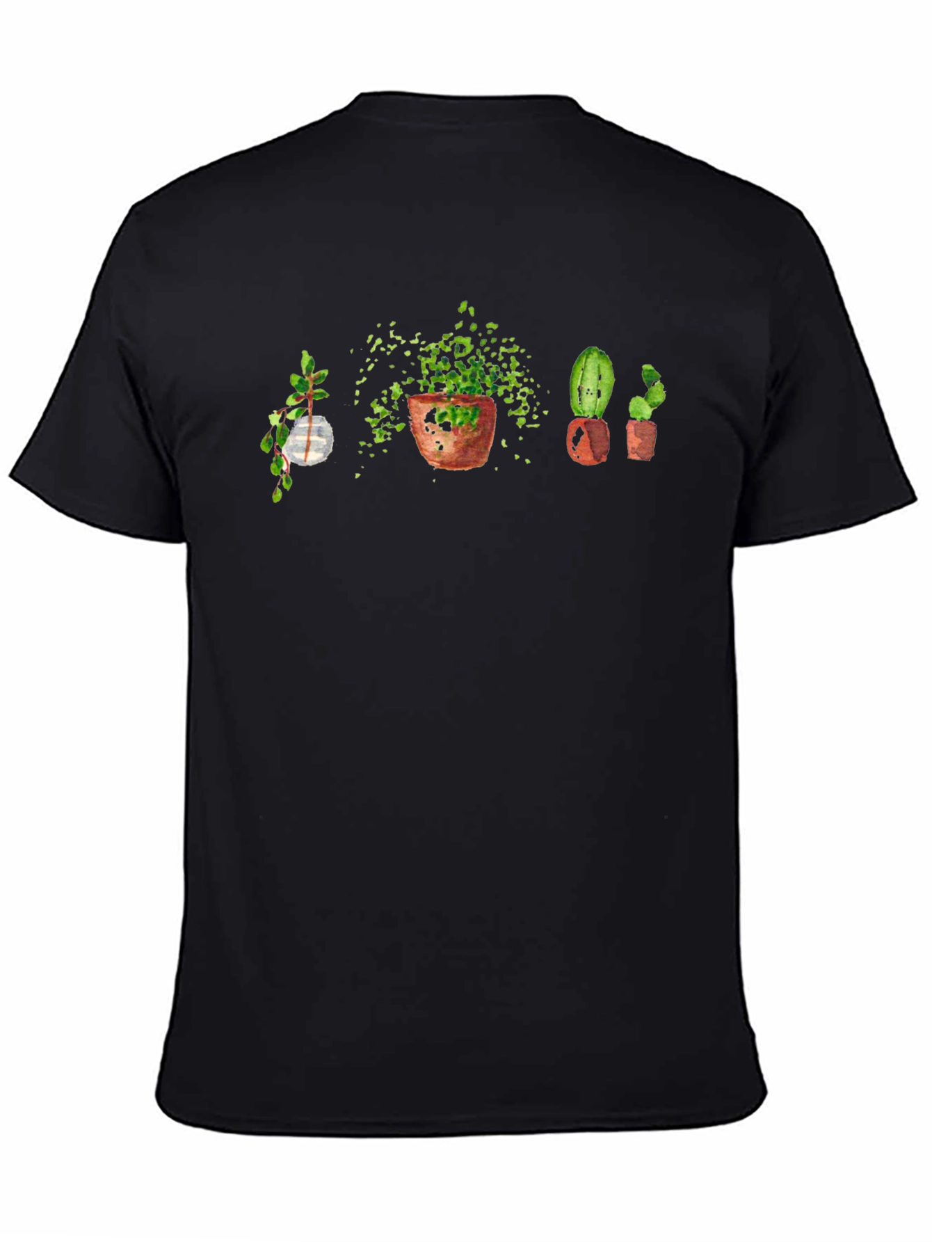Botanical Print Black T-Shirt