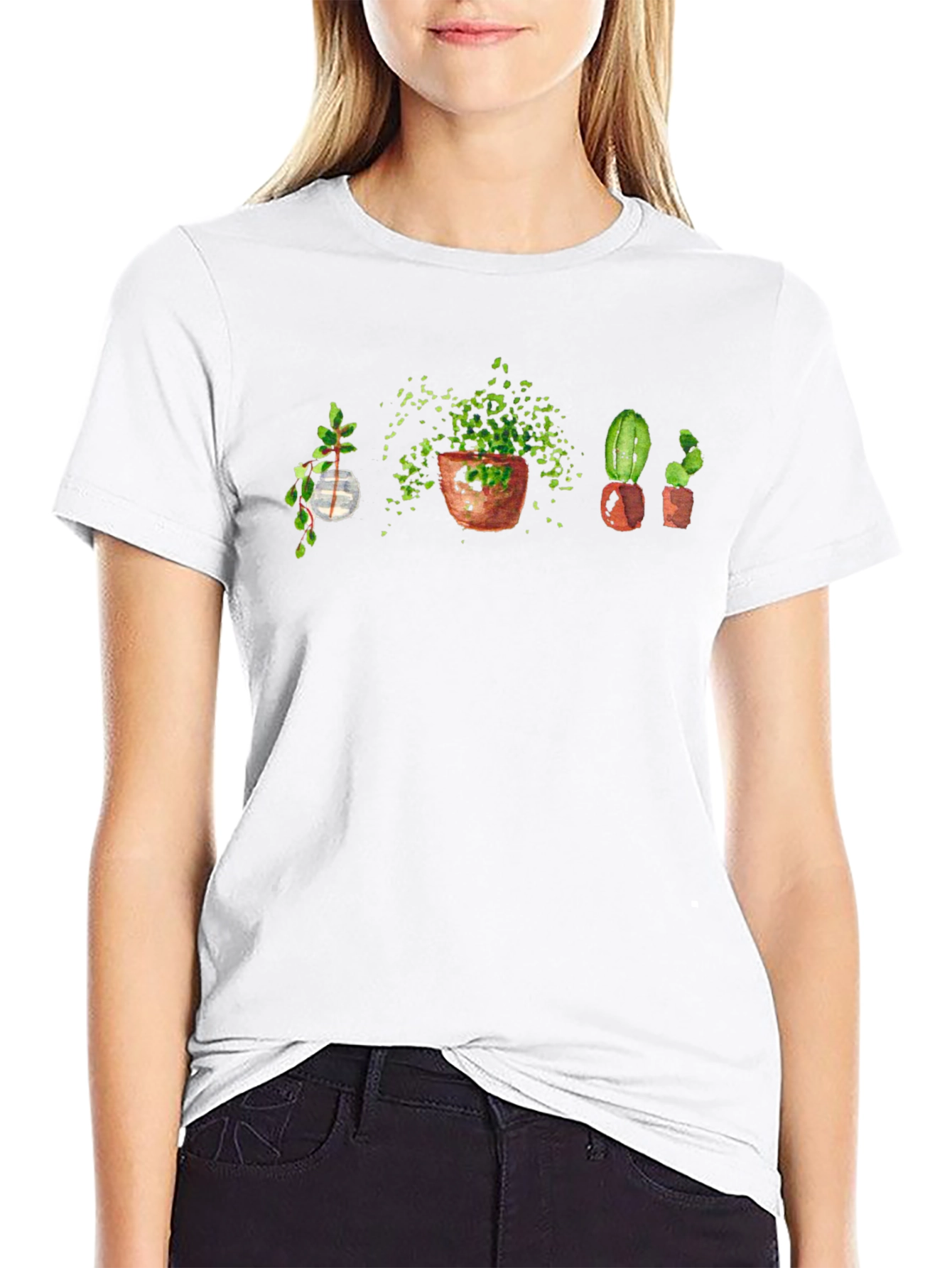 Botanical Print Black T-Shirt
