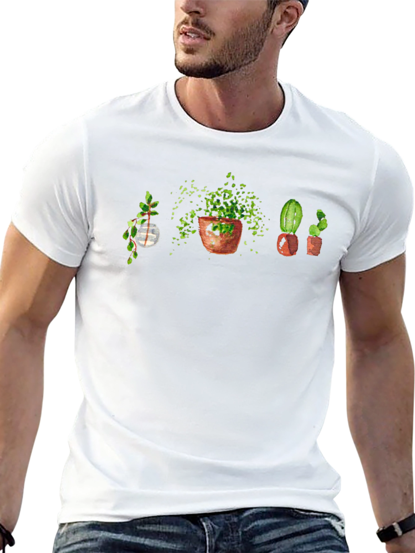 Botanical Print Black T-Shirt