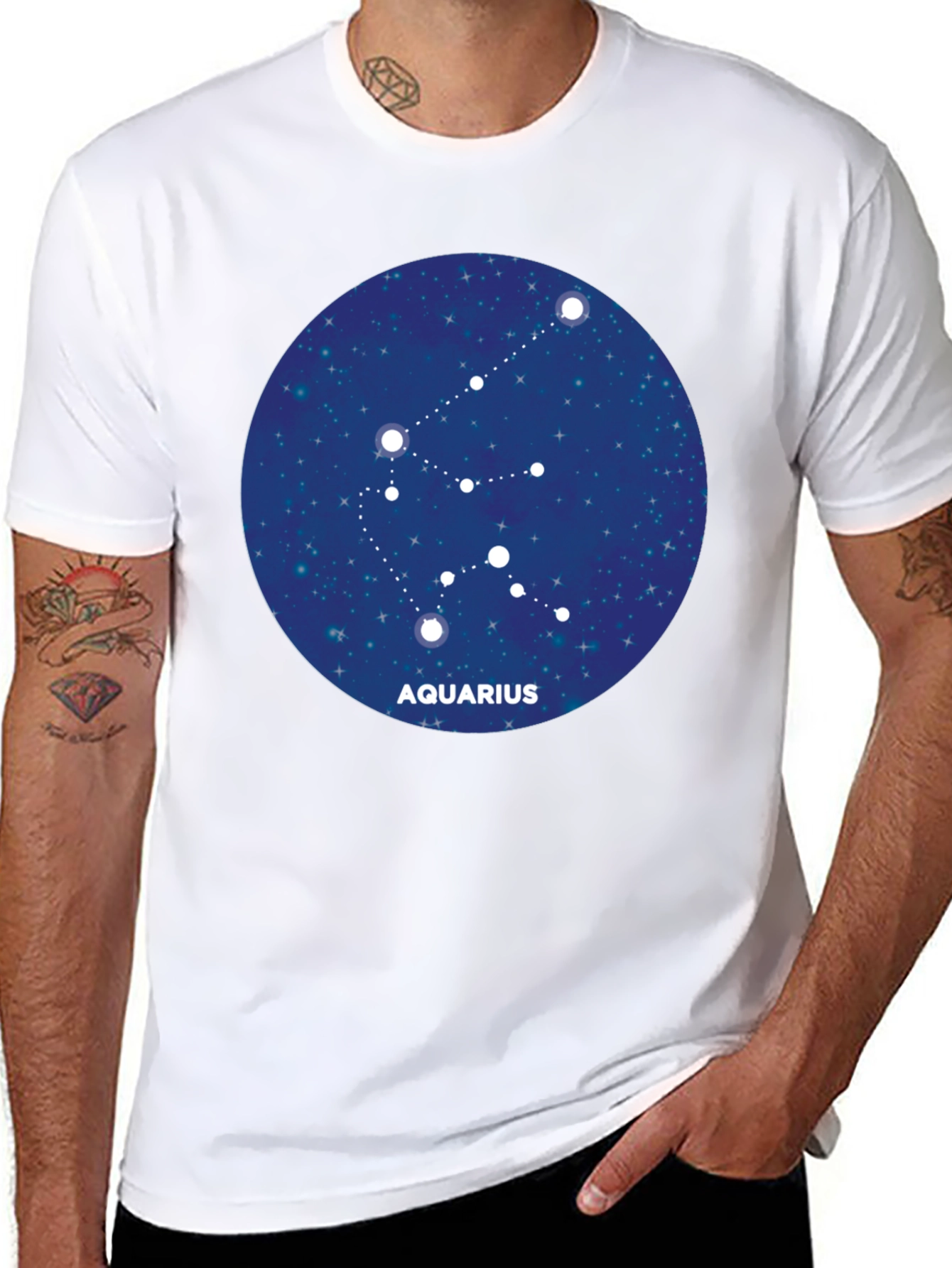 Aquarius Constellation Black T-Shirt