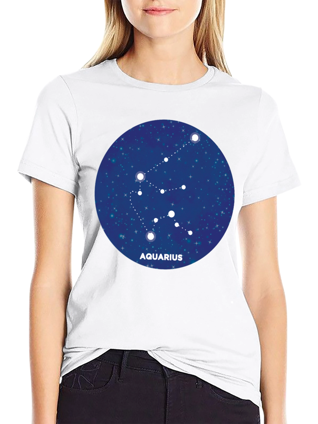 Aquarius Constellation Black T-Shirt