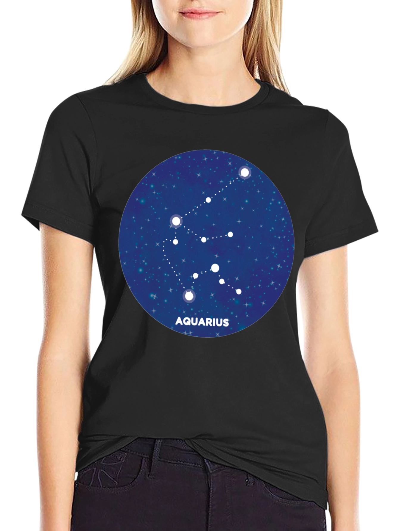 Aquarius Constellation Black T-Shirt