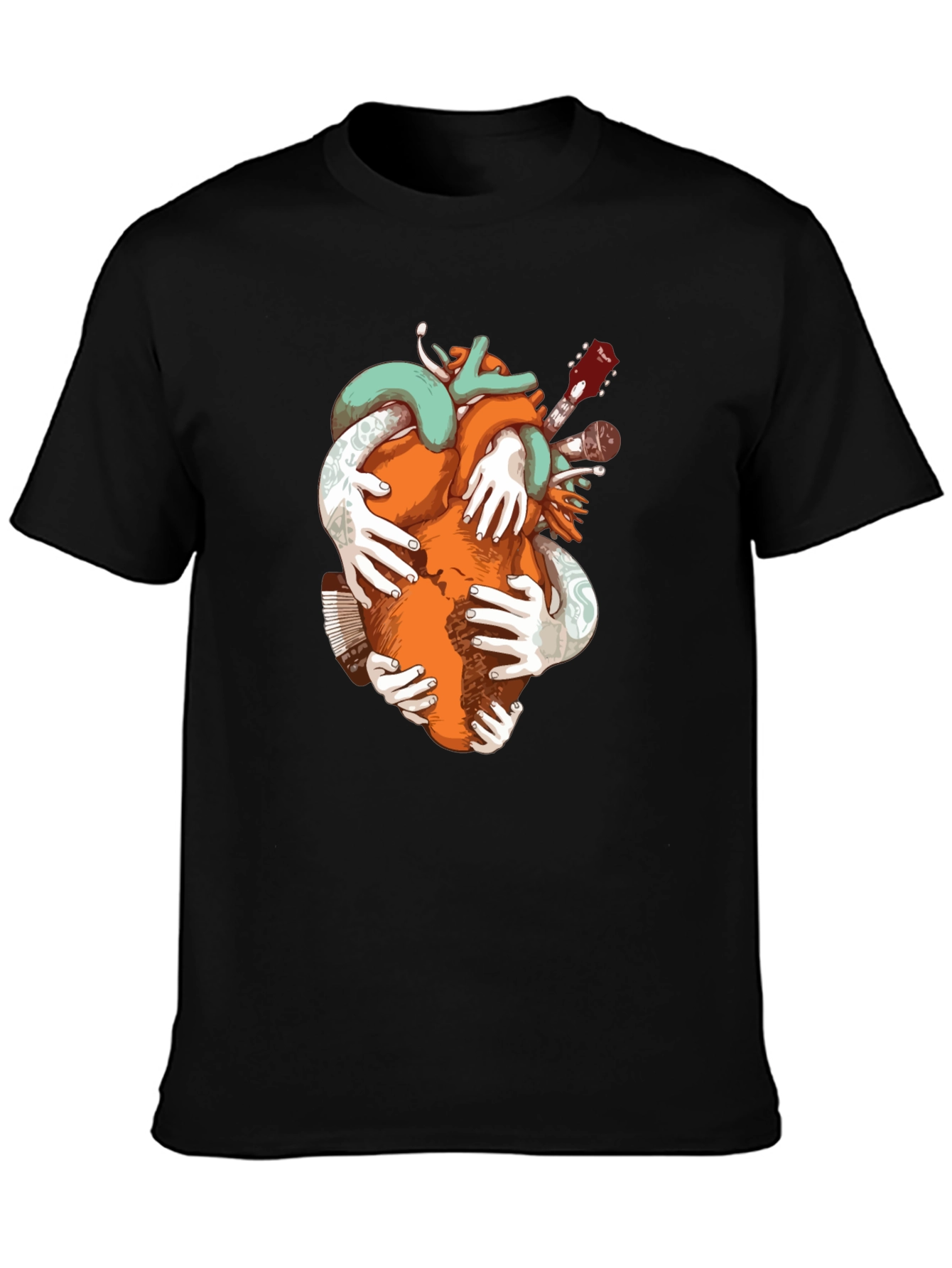 Heart & Music Graphic Tee - Black