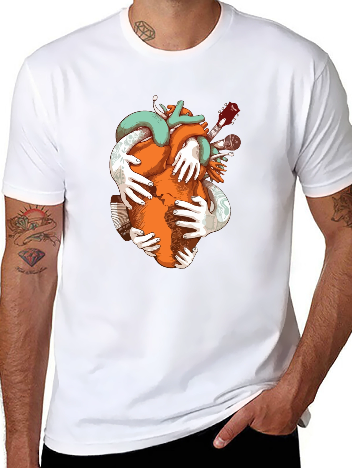 Heart & Music Graphic Tee - Black