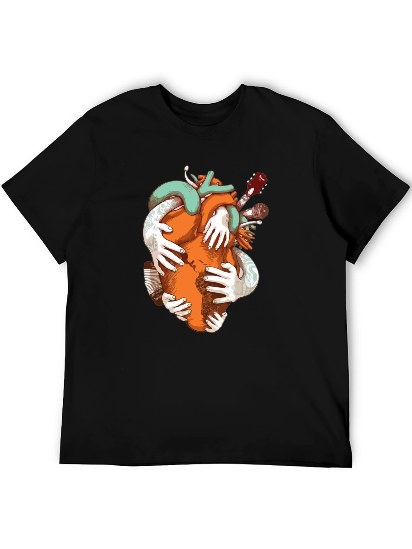 Heart & Music Graphic Tee - Black