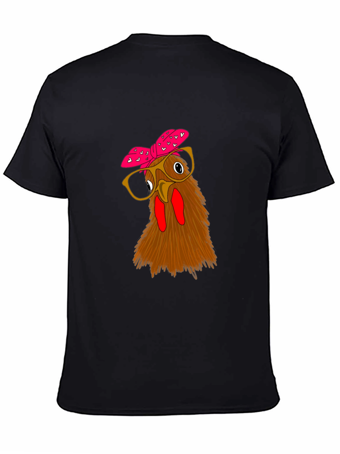 Funny Chicken with Glasses Black T-Shirt