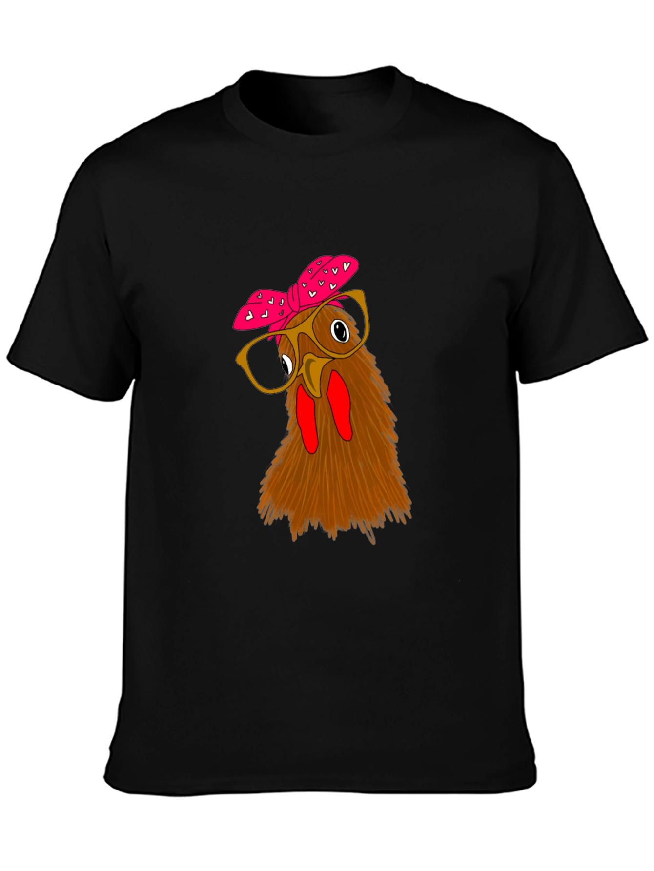 Funny Chicken with Glasses Black T-Shirt