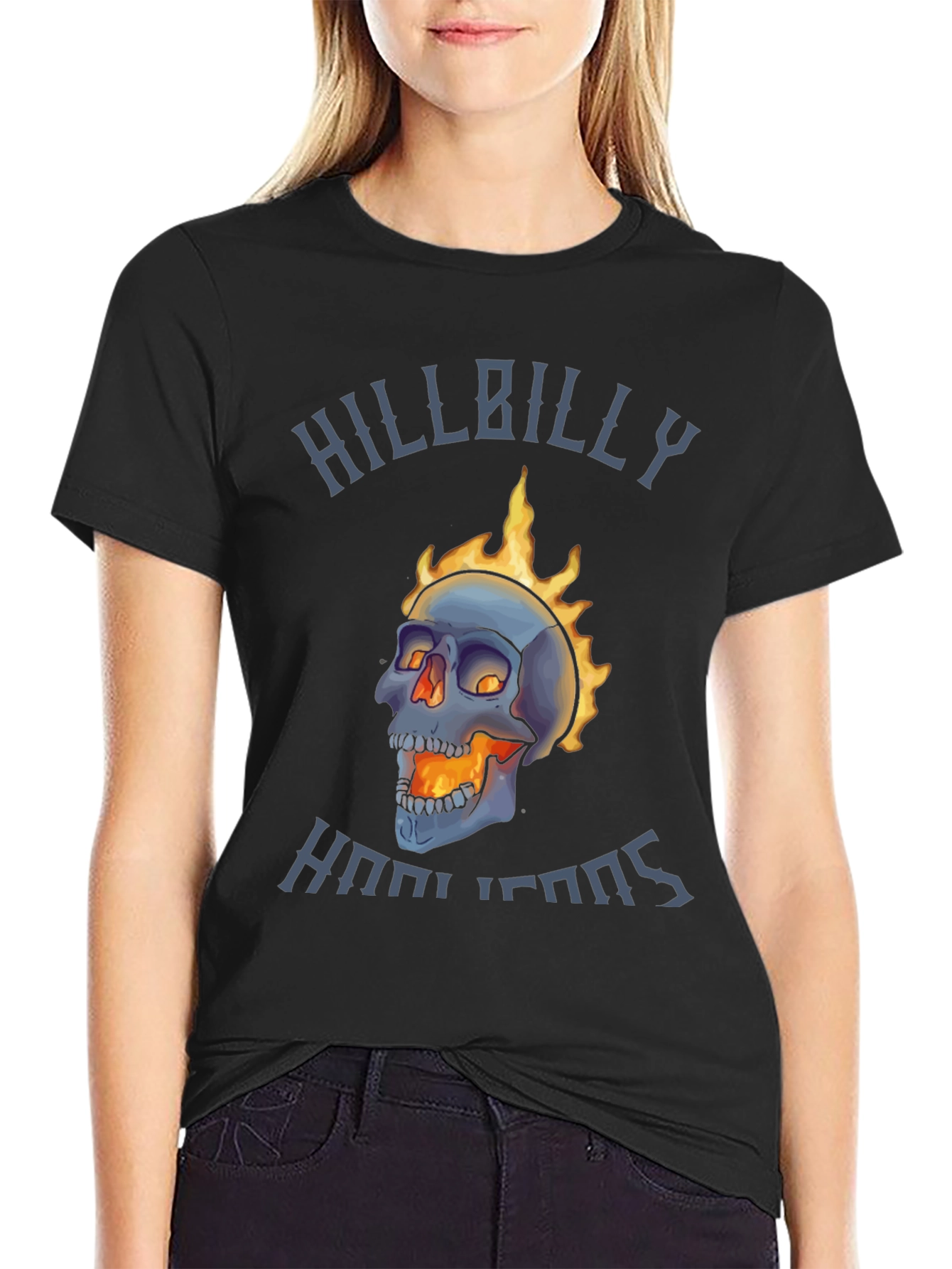 Hillbilly Hooligans Flaming Skull T-Shirt