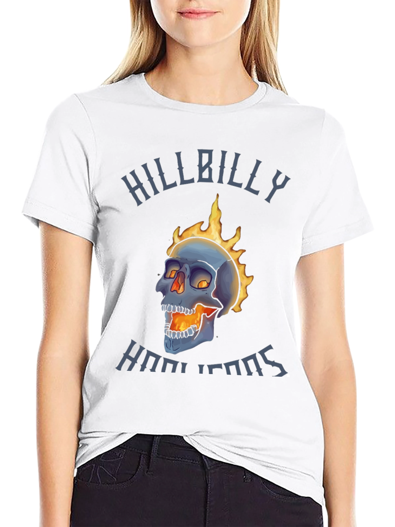 Hillbilly Hooligans Flaming Skull T-Shirt
