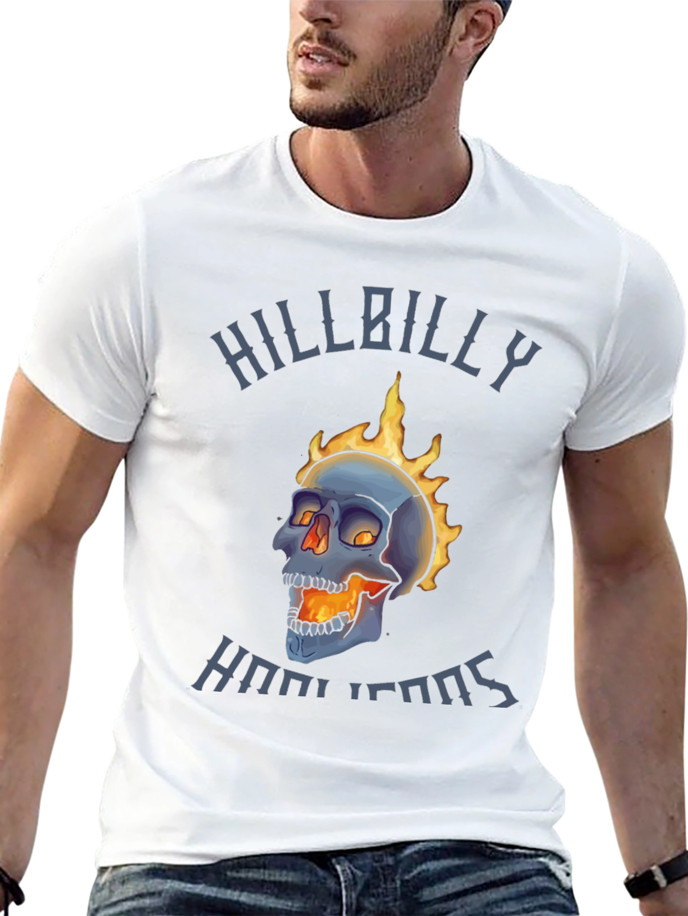 Hillbilly Hooligans Flaming Skull T-Shirt