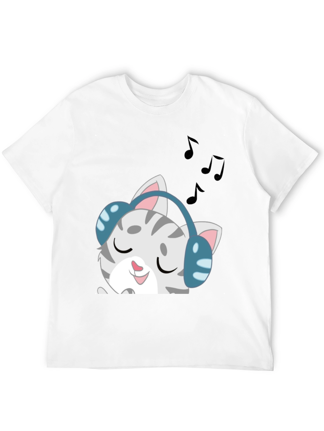 Cool Cat Headphones Graphic Tee - Black