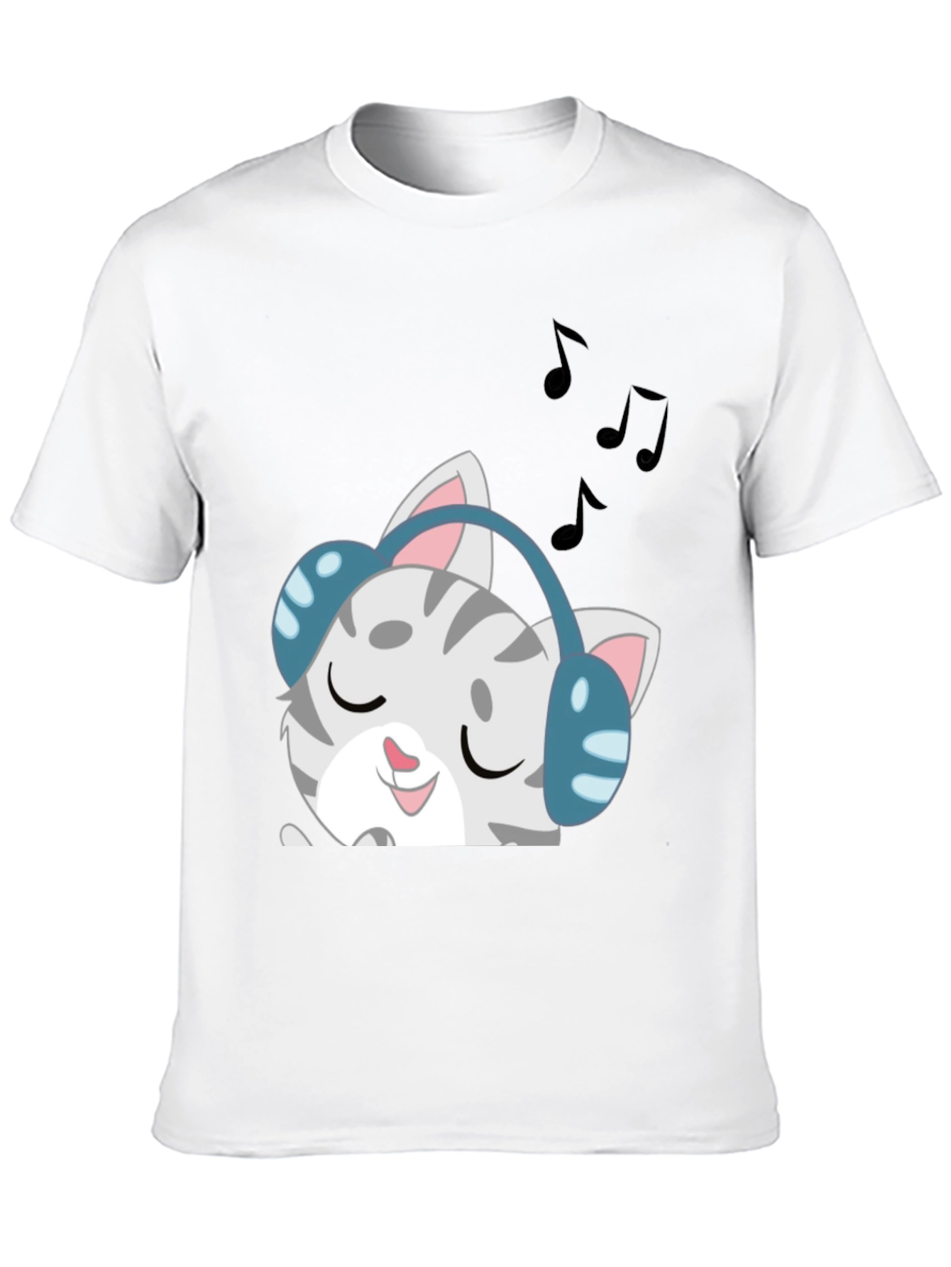 Cool Cat Headphones Graphic Tee - Black