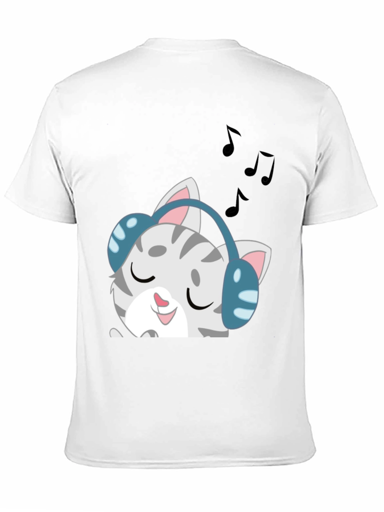 Cool Cat Headphones Graphic Tee - Black