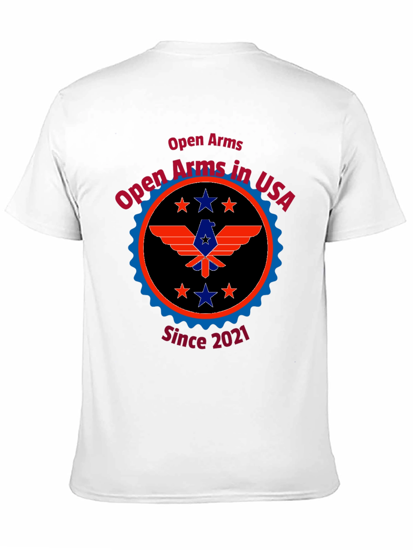 Open Arms in USA Black Tee - Patriotic Design