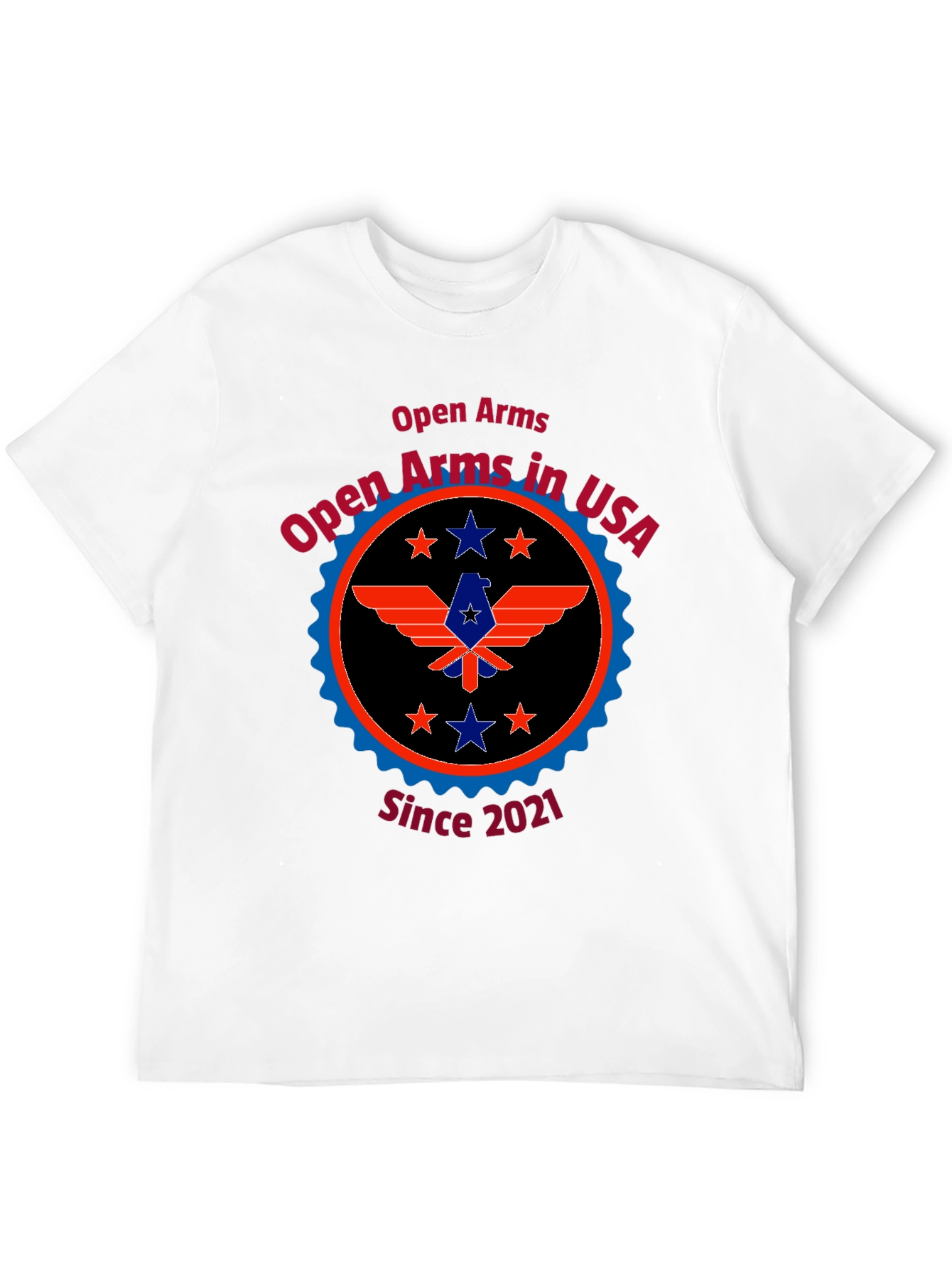 Open Arms in USA Black Tee - Patriotic Design
