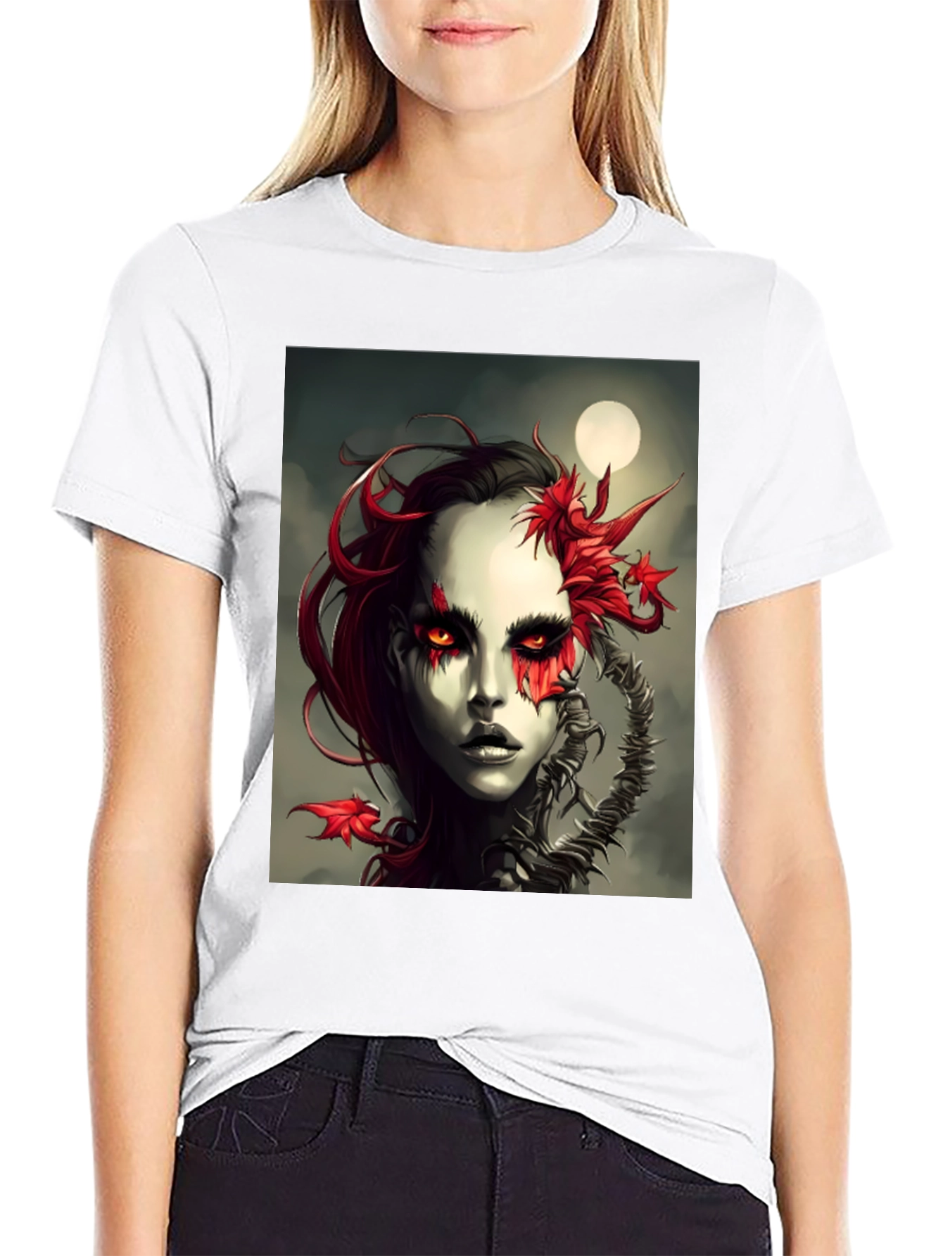 Dark Fantasy Woman Graphic Tee - Unique Art Design