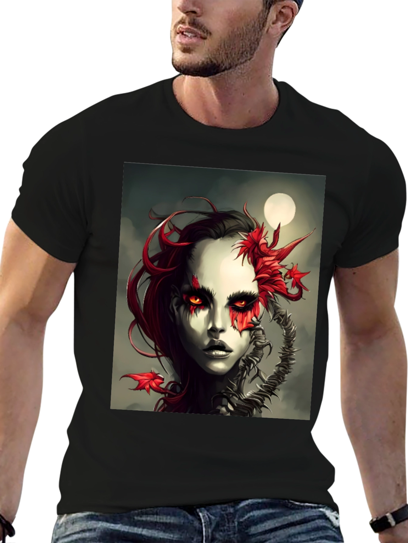 Dark Fantasy Woman Graphic Tee - Unique Art Design