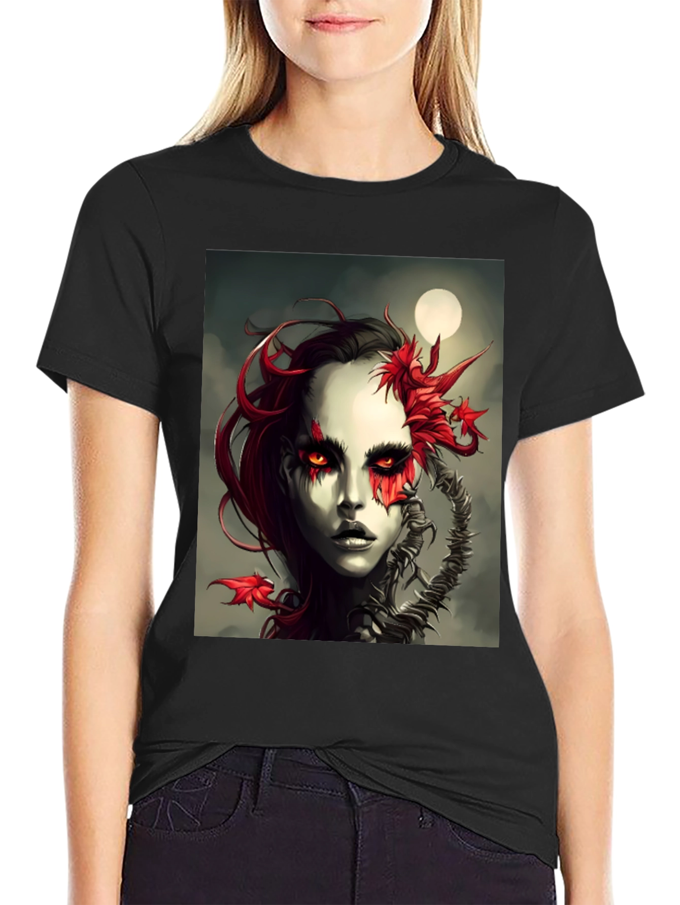 Dark Fantasy Woman Graphic Tee - Unique Art Design