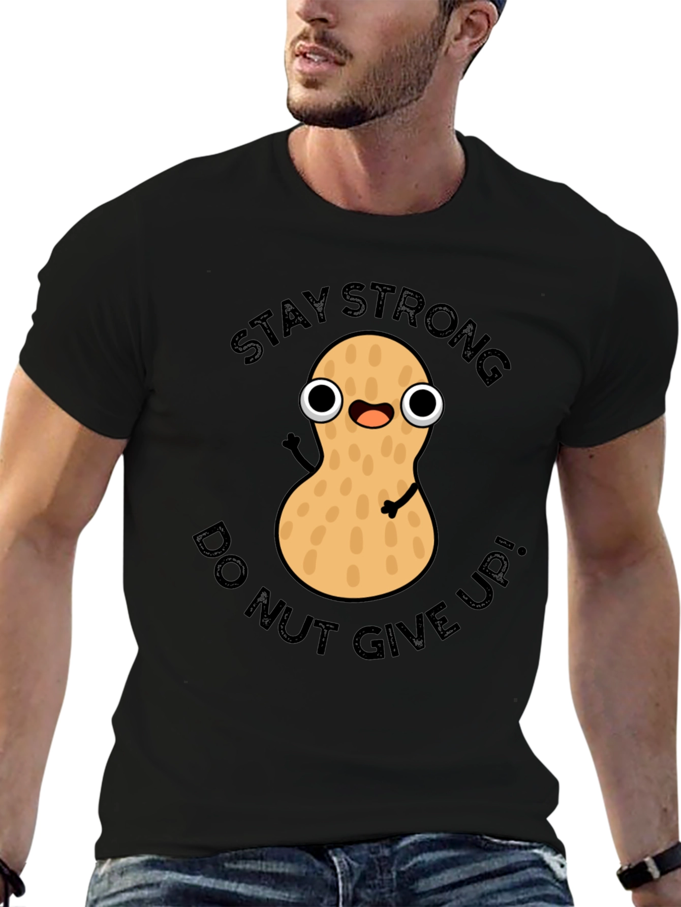 Stay Strong Peanut Graphic Tee - Dont Give Up!