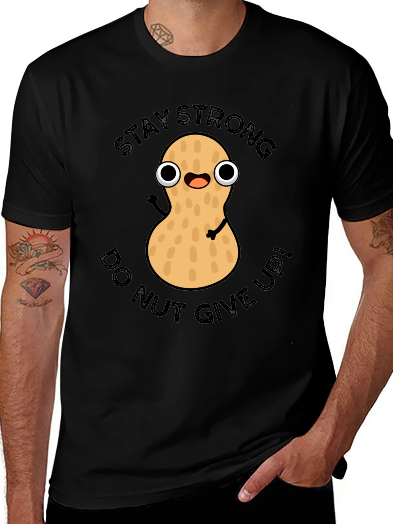 Stay Strong Peanut Graphic Tee - Dont Give Up!