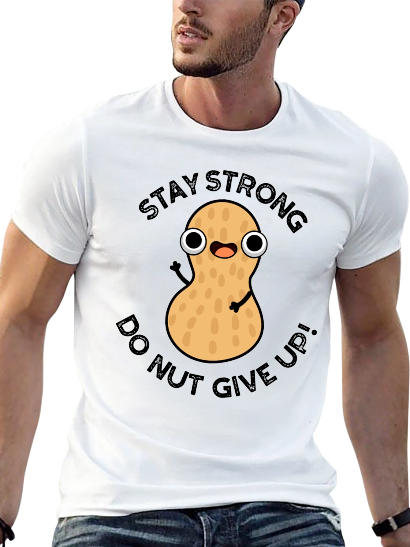 Stay Strong Peanut Graphic Tee - Dont Give Up!