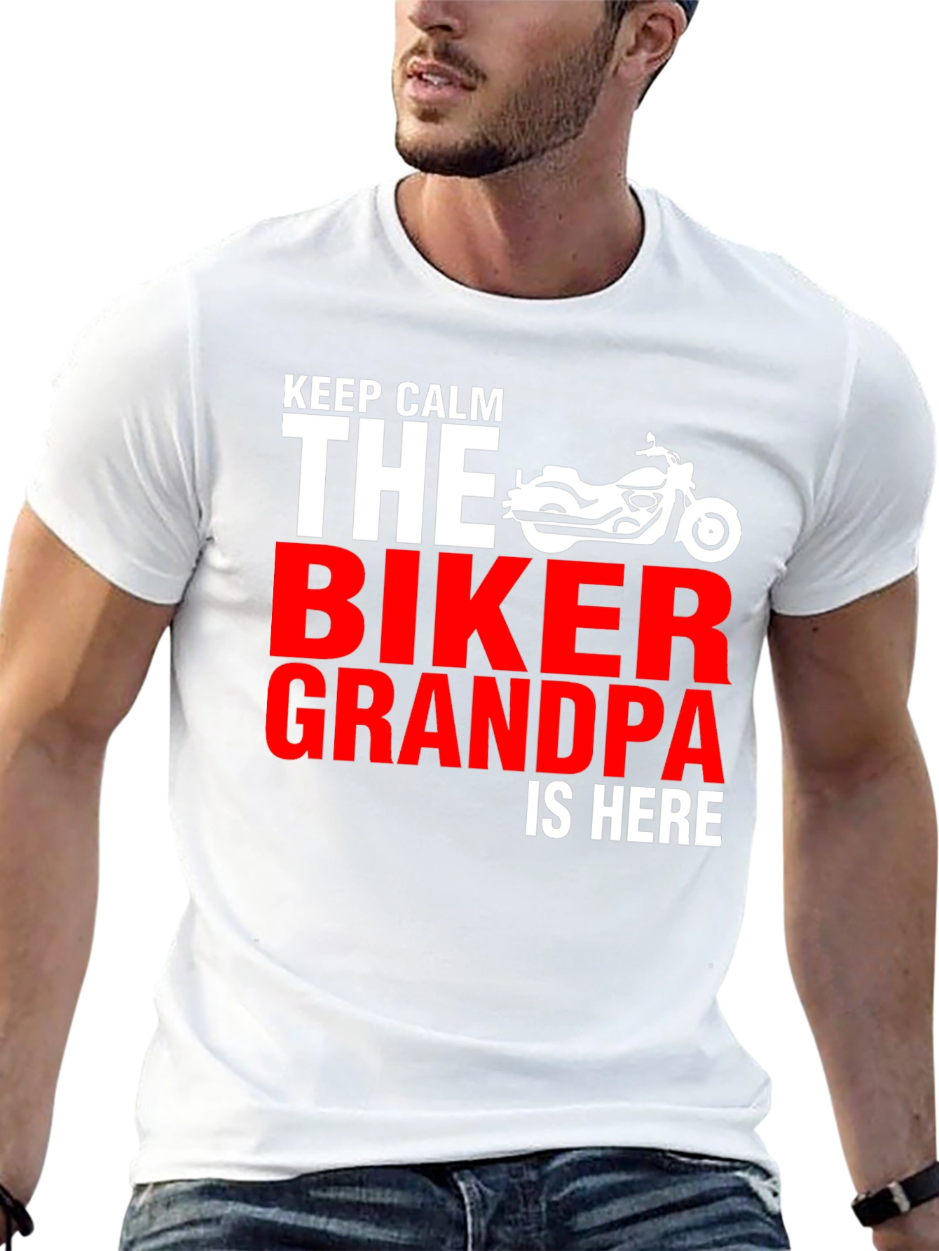 Biker Grandpa T-Shirt - Keep Calm Motorcycle Tee
