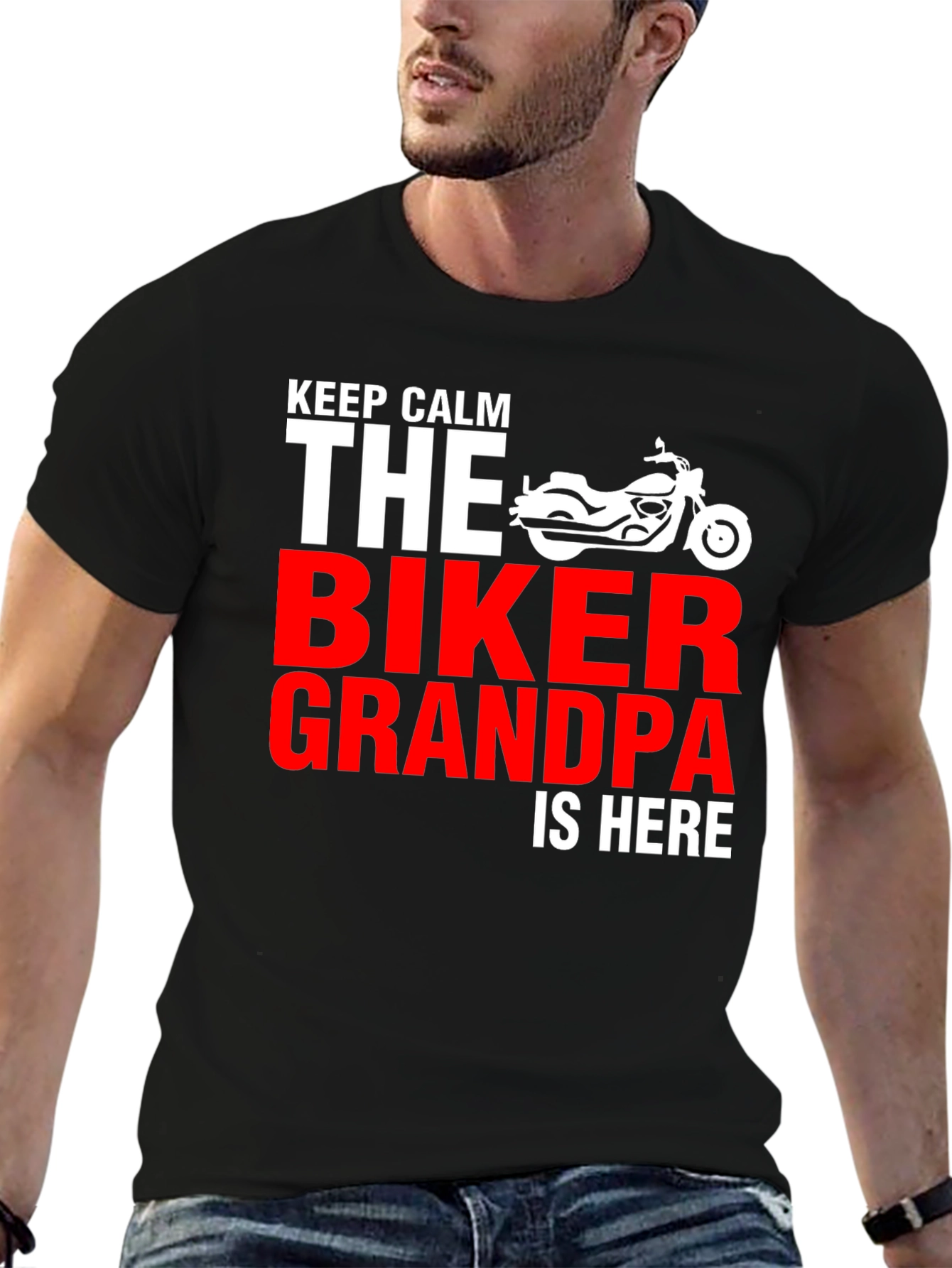 Biker Grandpa T-Shirt - Keep Calm Motorcycle Tee