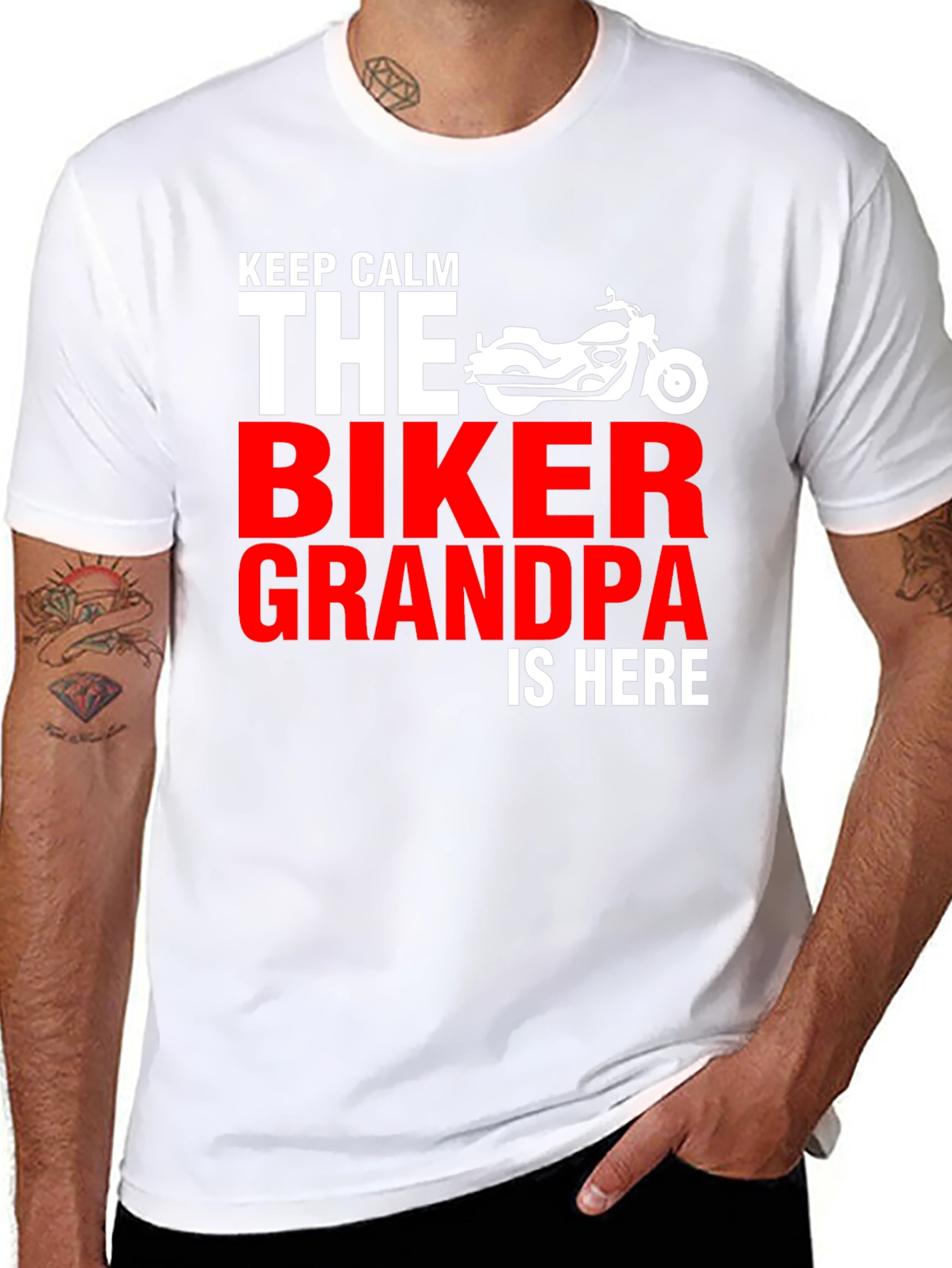Biker Grandpa T-Shirt - Keep Calm Motorcycle Tee