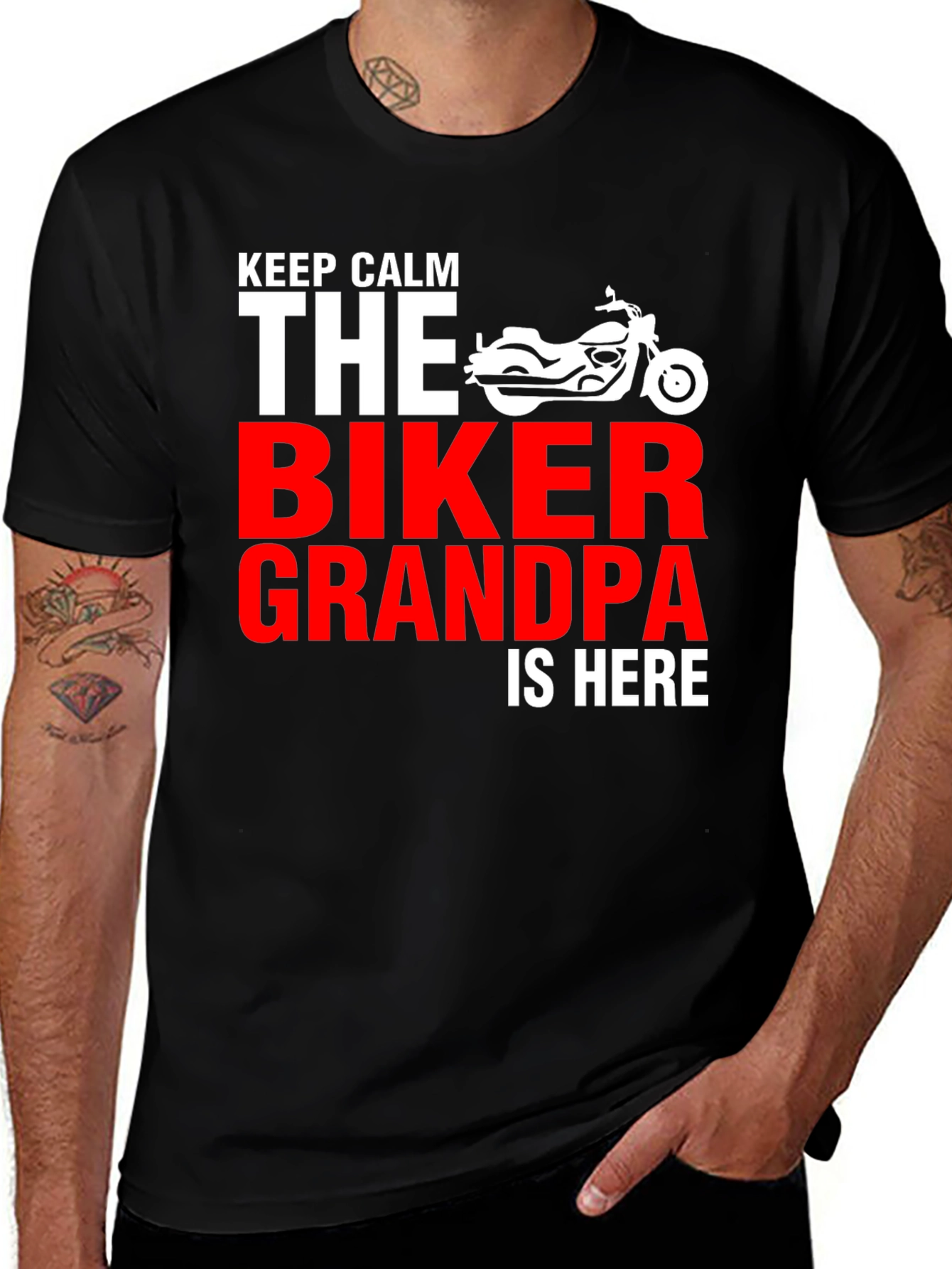 Biker Grandpa T-Shirt - Keep Calm Motorcycle Tee