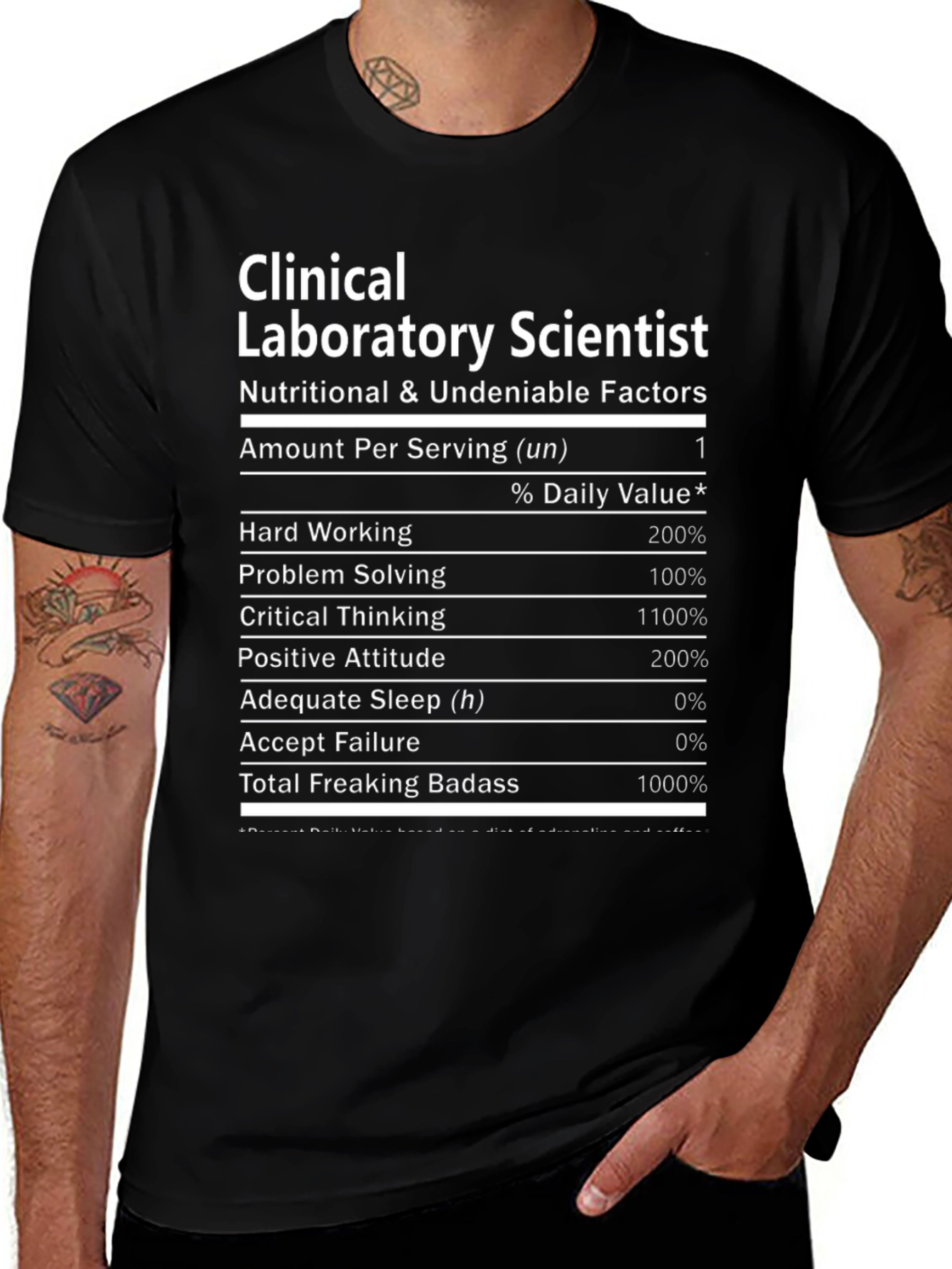 Clinical Lab Scientist T-Shirt - Nutrition Facts Funny Tee