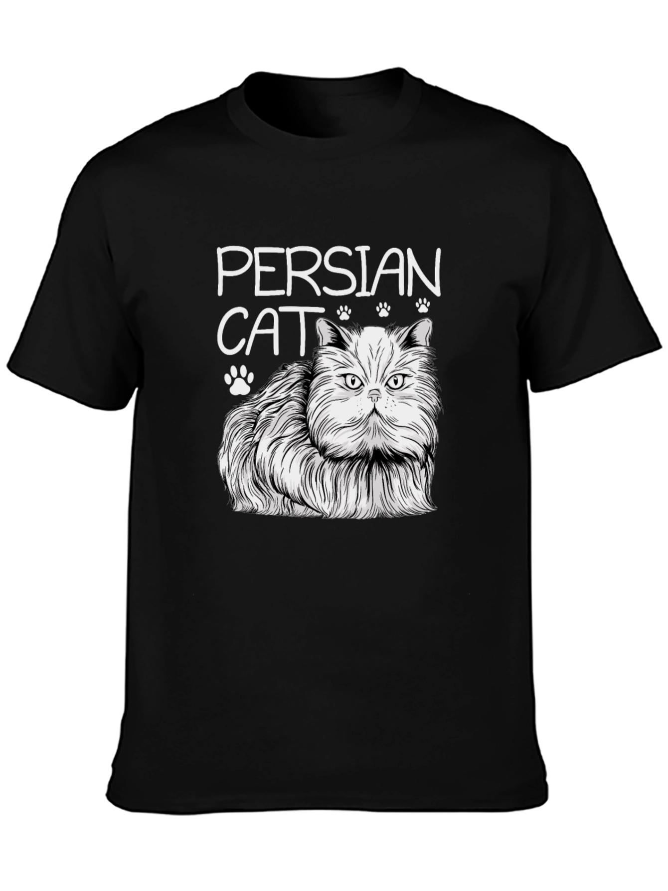 Persian Cat Graphic T-Shirt - Unisex Black Tee