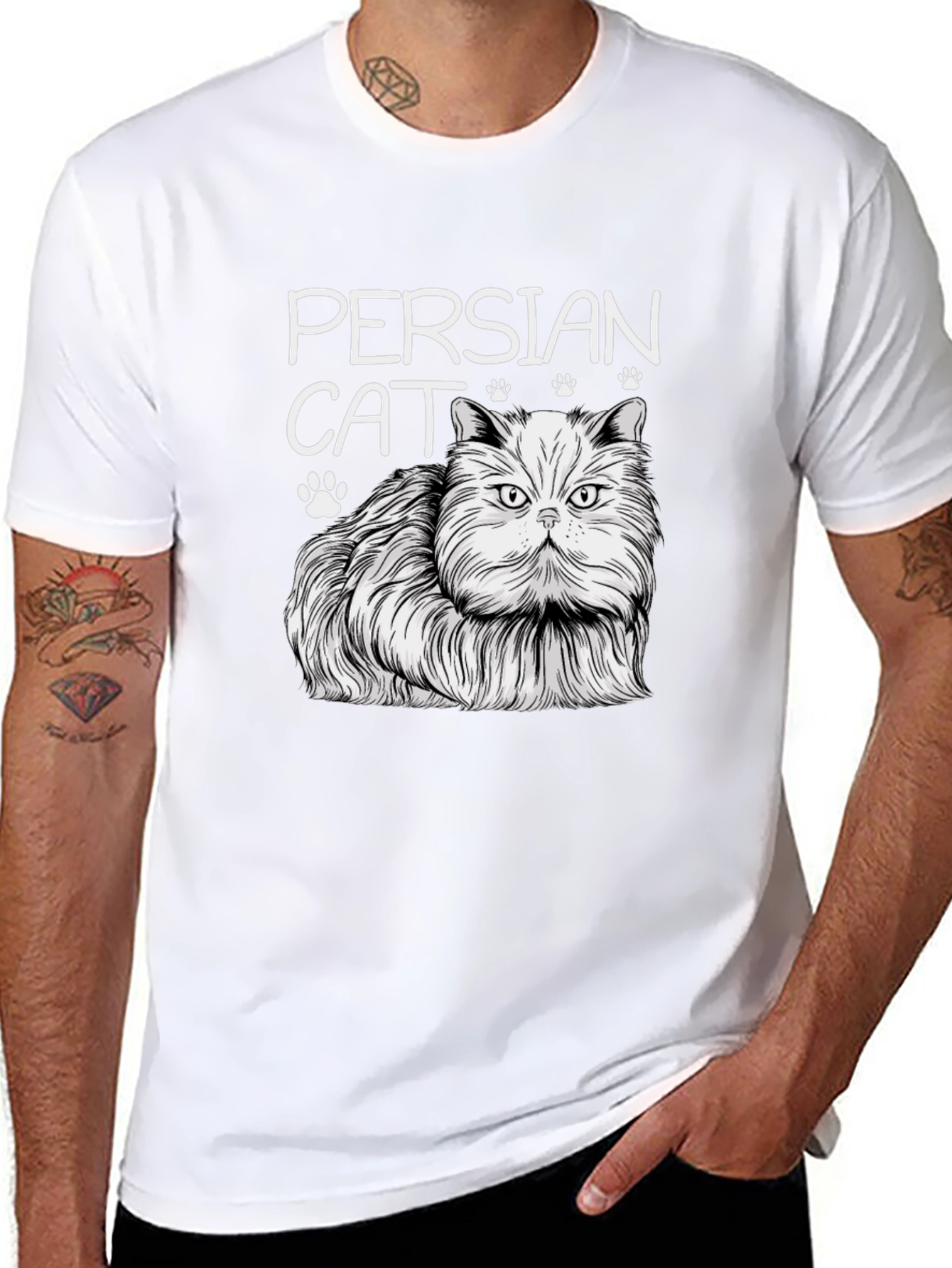 Persian Cat Graphic T-Shirt - Unisex Black Tee