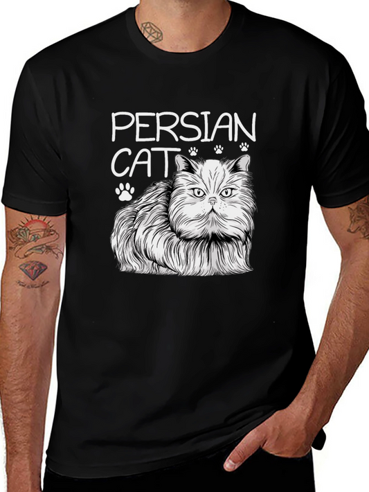 Persian Cat Graphic T-Shirt - Unisex Black Tee