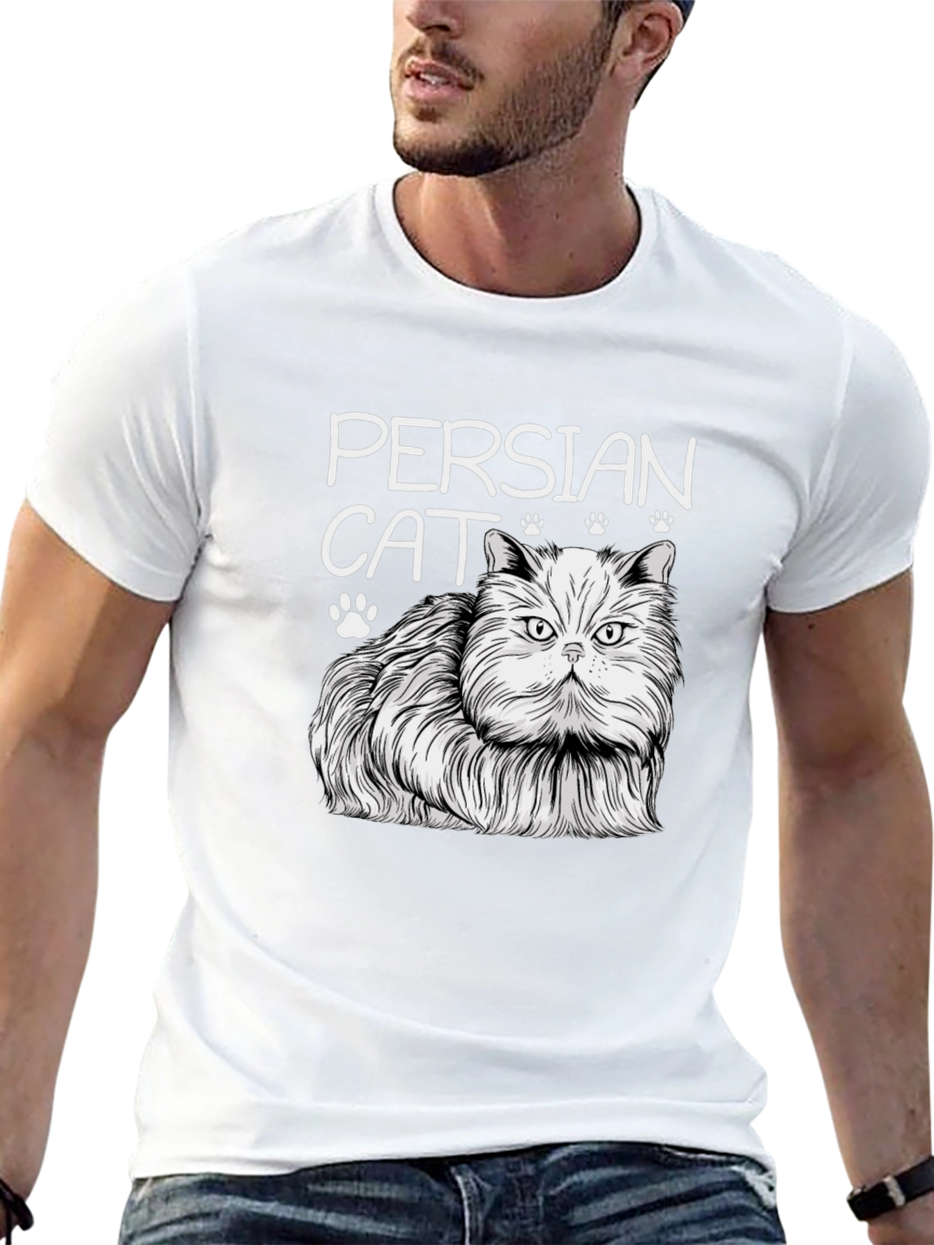 Persian Cat Graphic T-Shirt - Unisex Black Tee
