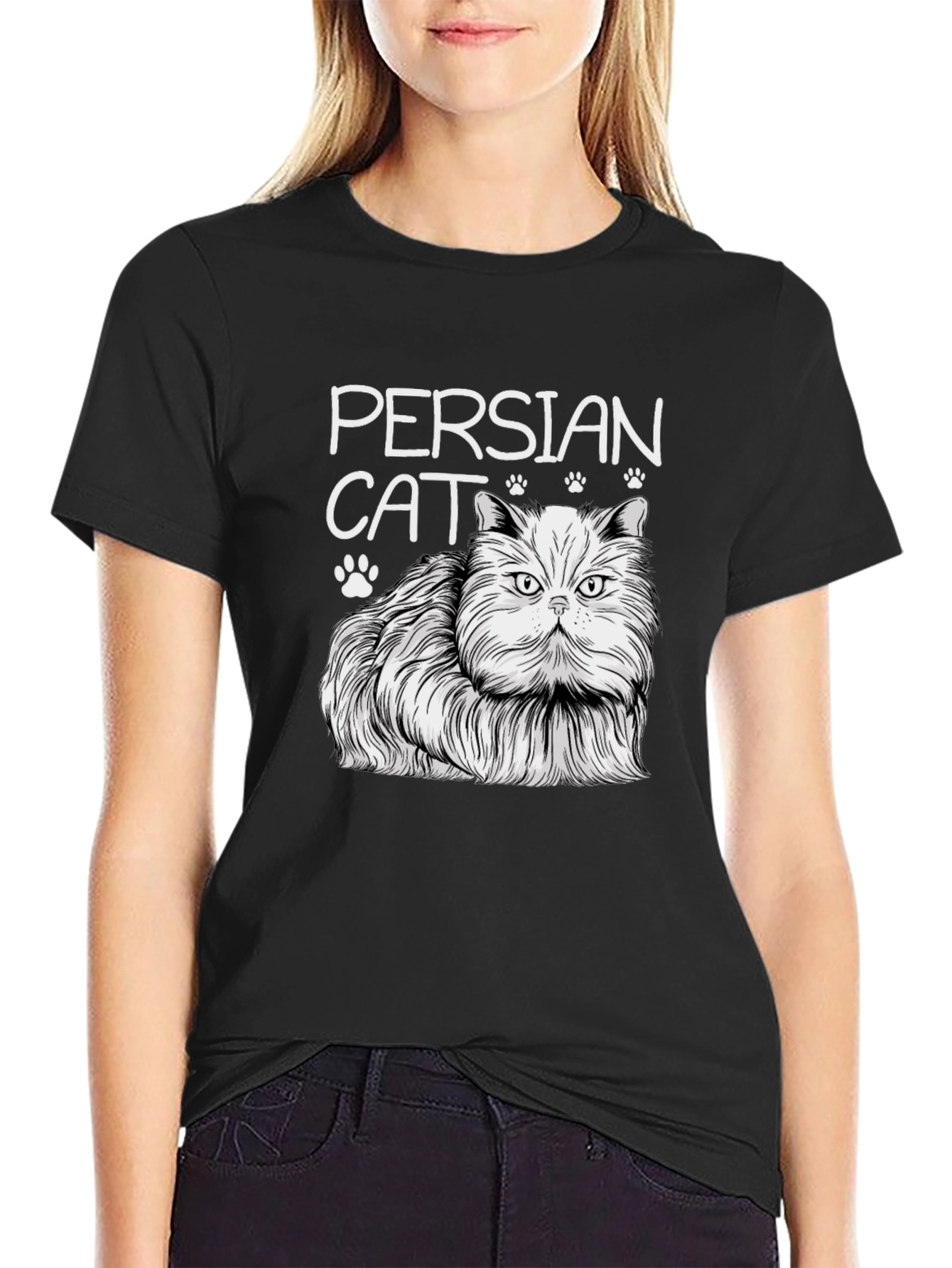 Persian Cat Graphic T-Shirt - Unisex Black Tee
