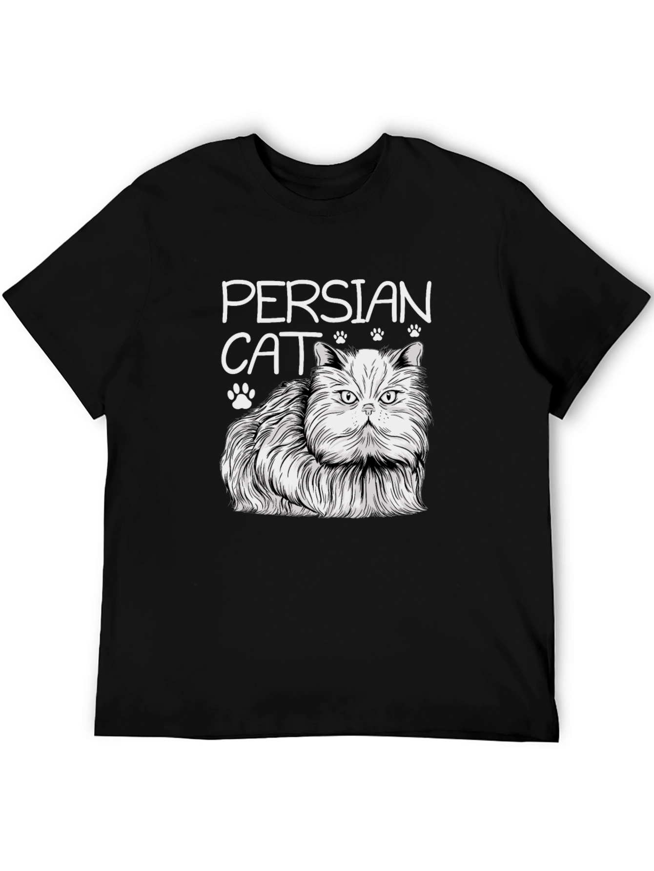 Persian Cat Graphic T-Shirt - Unisex Black Tee