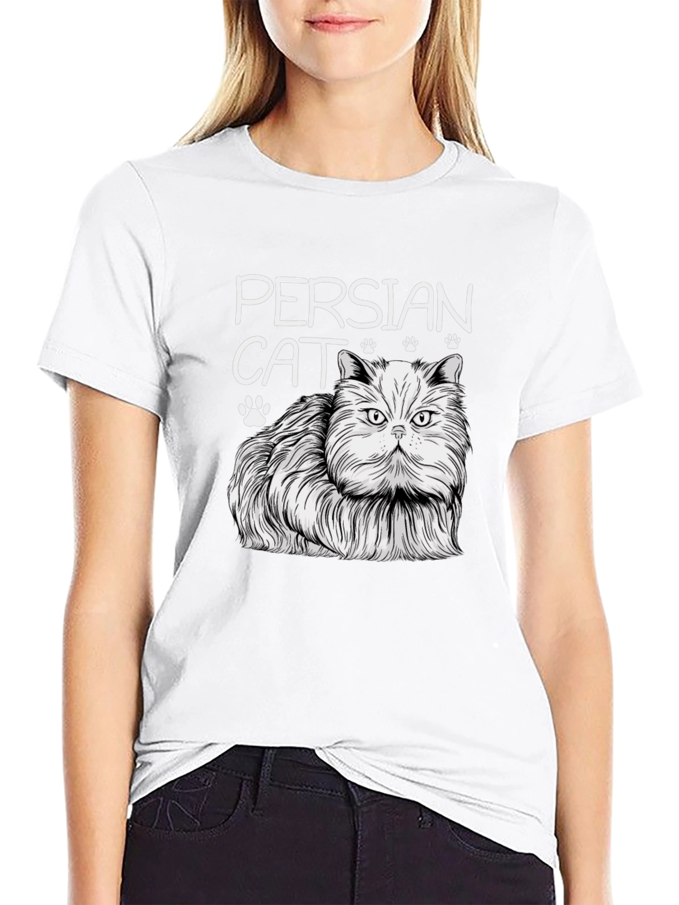 Persian Cat Graphic T-Shirt - Unisex Black Tee