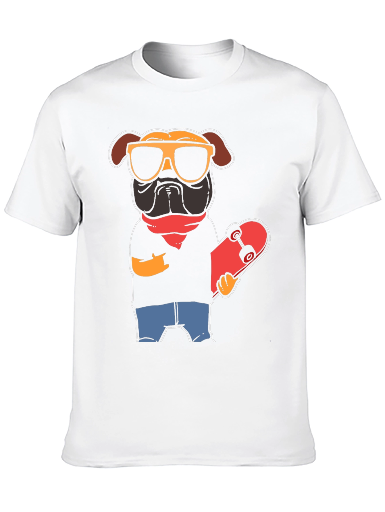 Cool Pug Skateboarder Graphic Tee