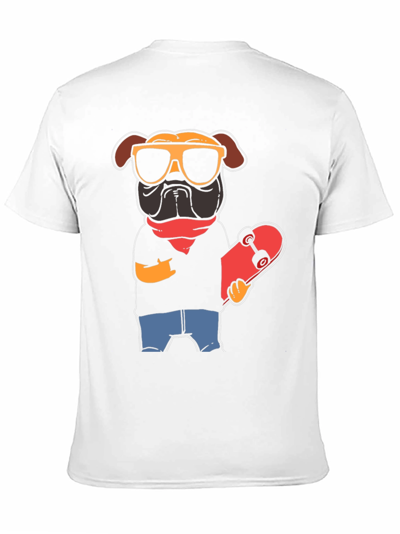 Cool Pug Skateboarder Graphic Tee
