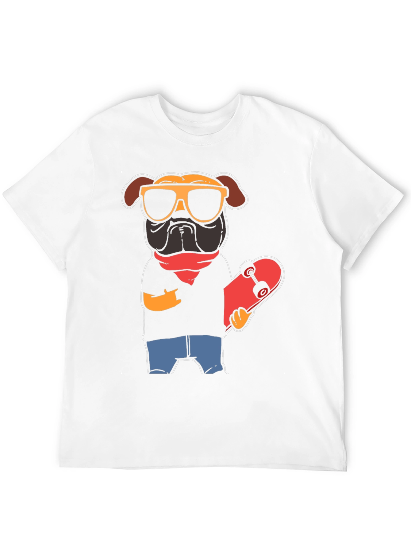 Cool Pug Skateboarder Graphic Tee