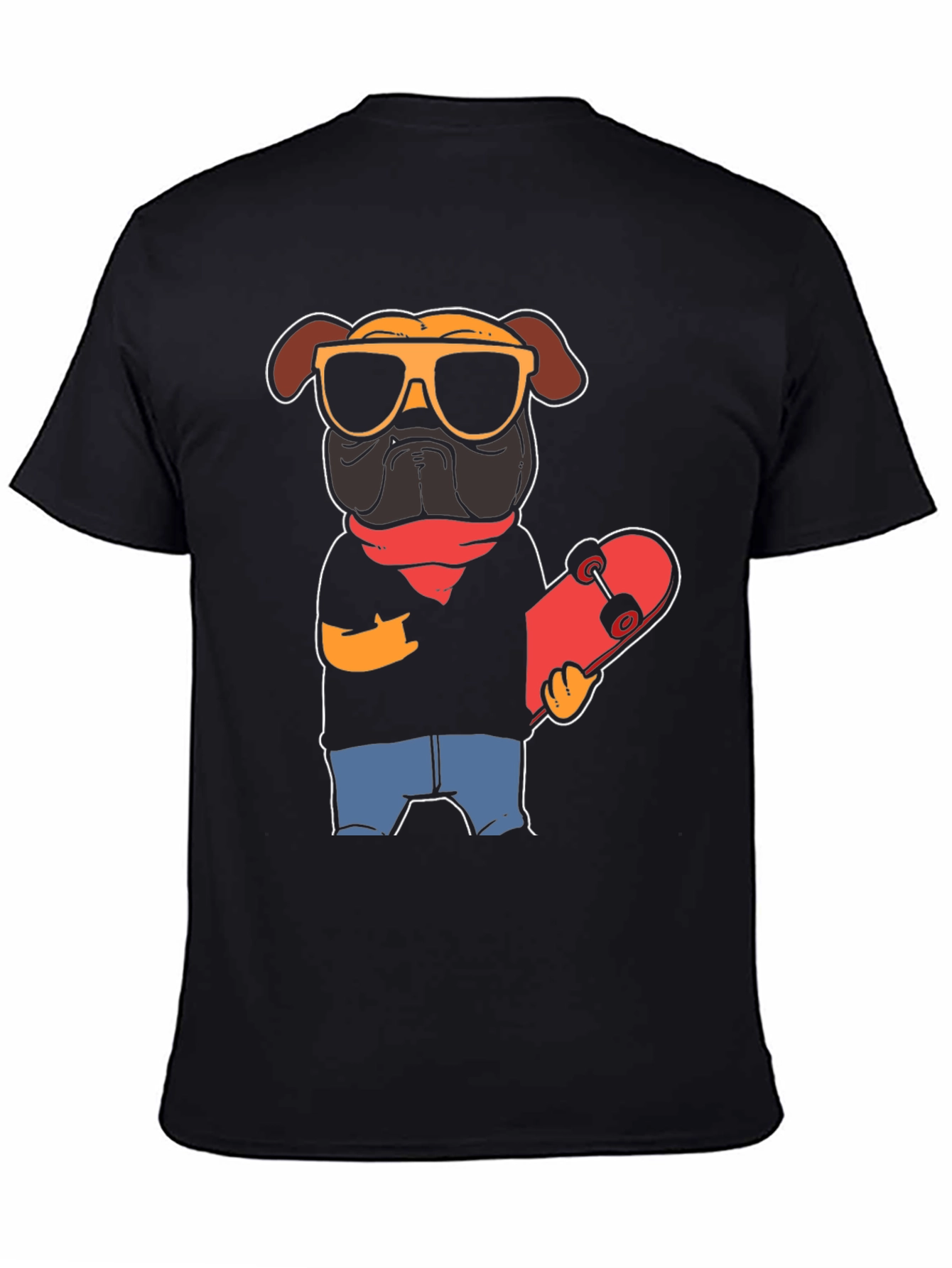 Cool Pug Skateboarder Graphic Tee