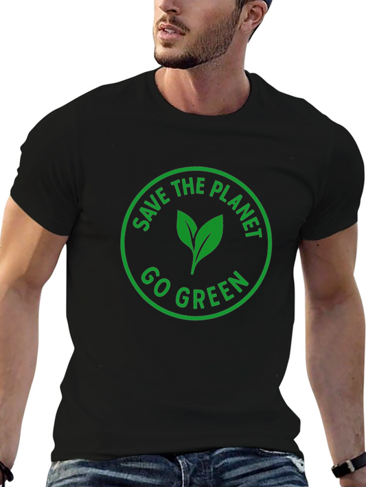 Eco-Friendly Black T-Shirt: Save the Planet Go Green Design