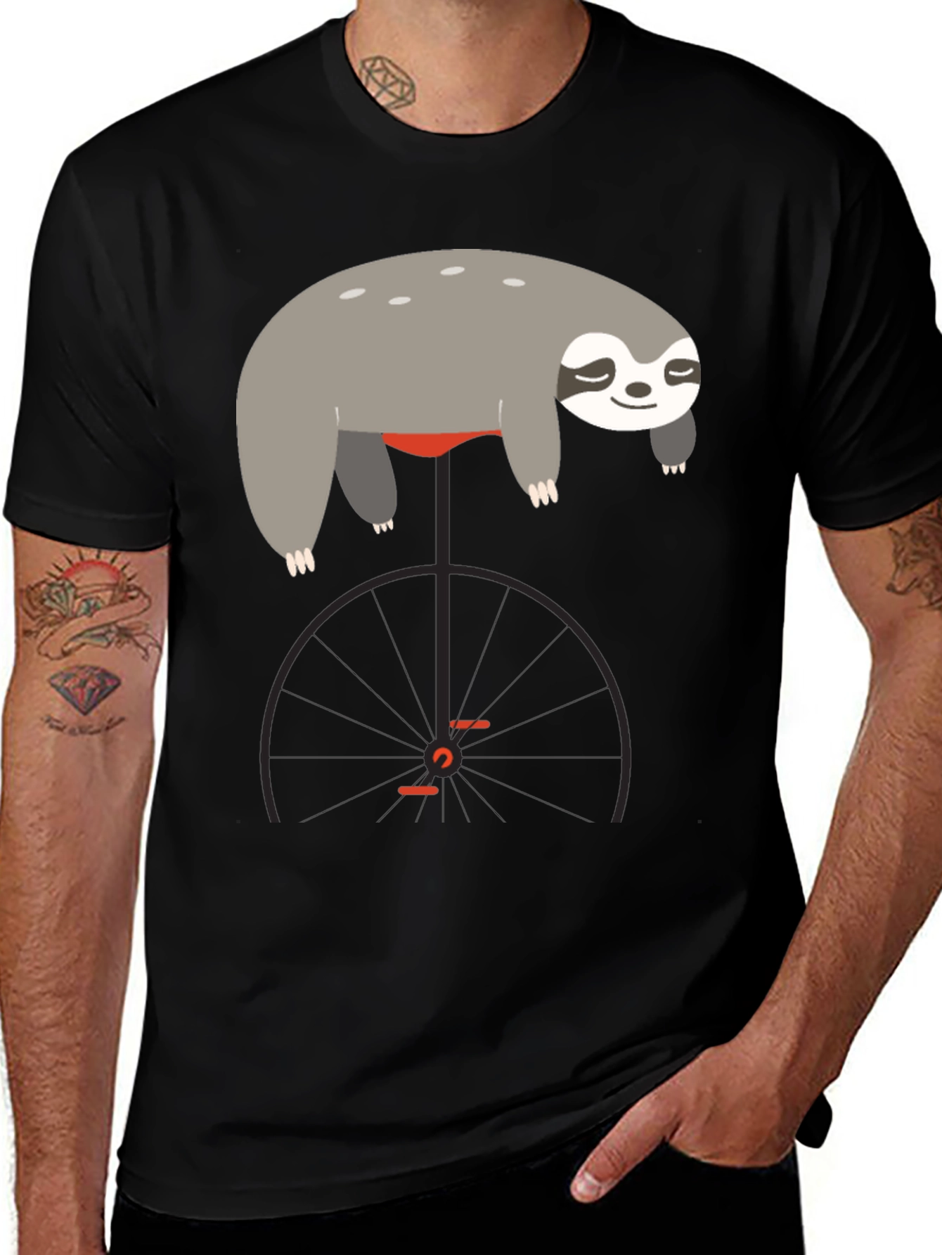 Sloth on Unicycle Graphic T-Shirt