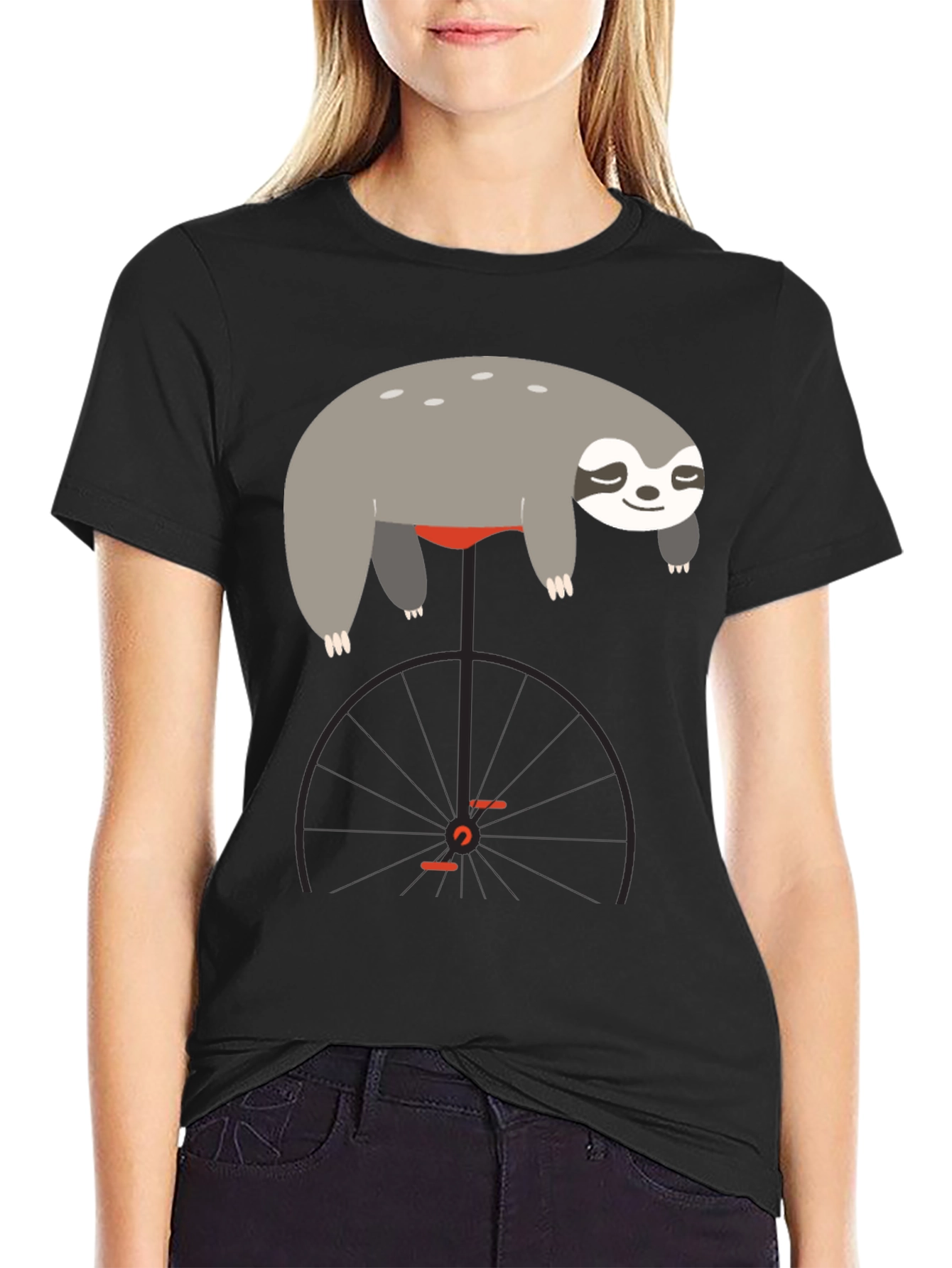 Sloth on Unicycle Graphic T-Shirt
