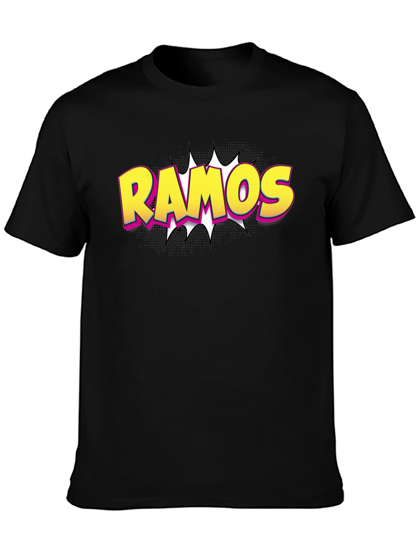 Ramos Comic Book Style T-Shirt - Black Cotton Tee