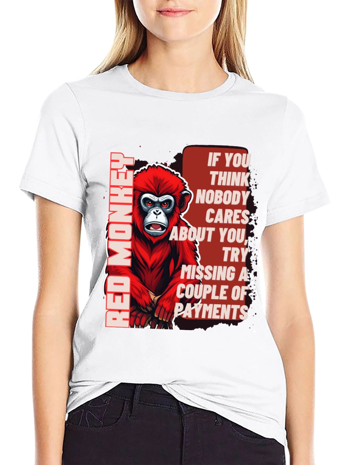 Red Monkey Graphic T-Shirt - Funny Sarcastic Tee